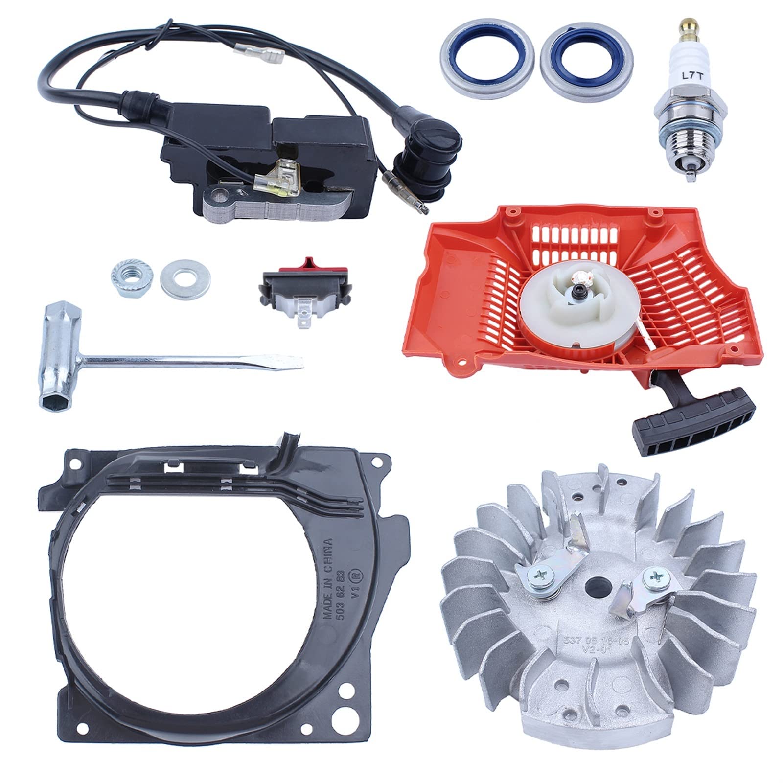 IWBR Kit de Herramientas de repotenciación de Llave de Arranque de Retroceso de Bobina de Encendido de Volante Apto for Husqvarna 365 371 372 362 repuestos de Motosierra de Gasolina