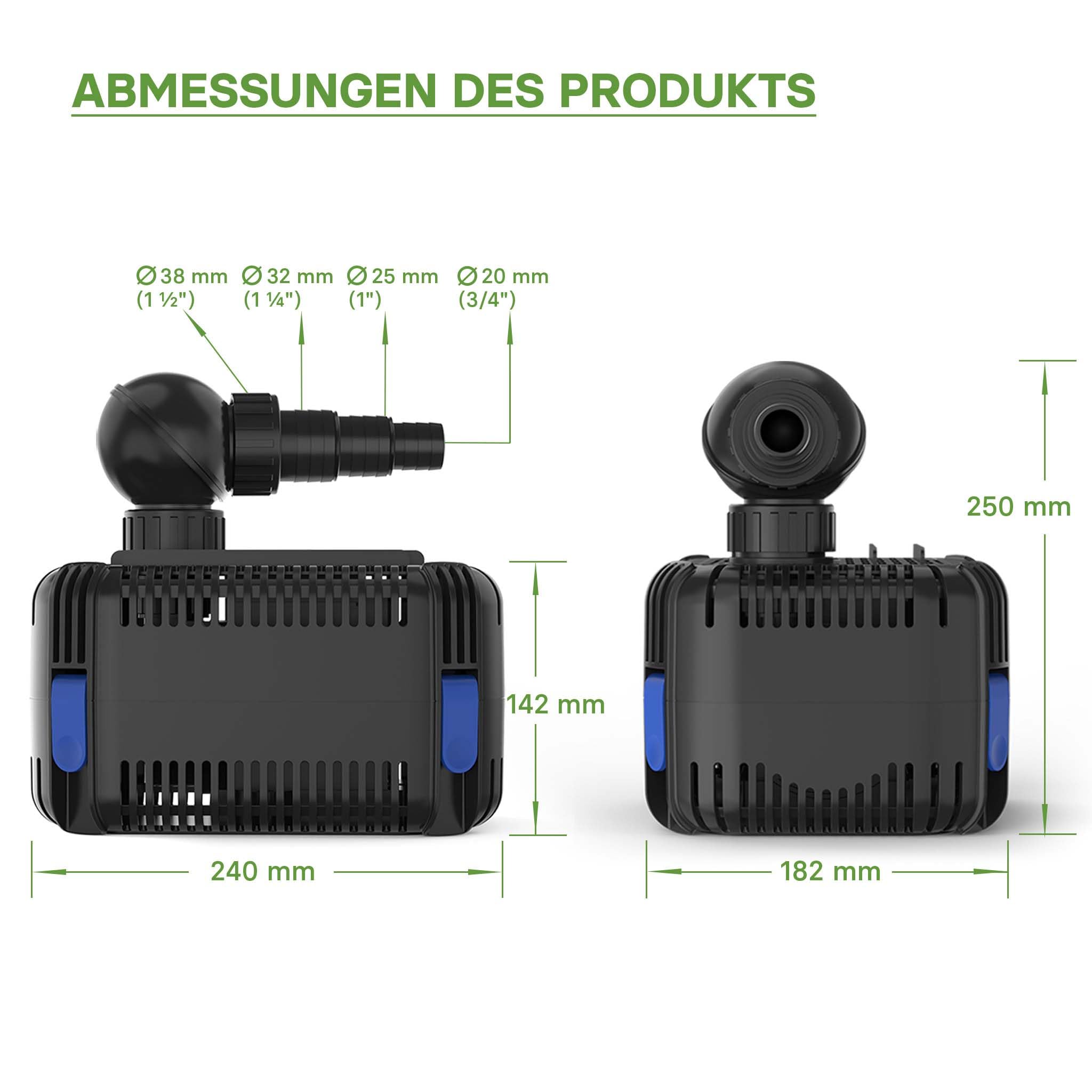 SunSun CDF-3800 Pompa per laghetti 24 V CC 3600 l/h 20 W, pompa per ruscelli con protezione integrata contro il blocco e il funzionamento a secco