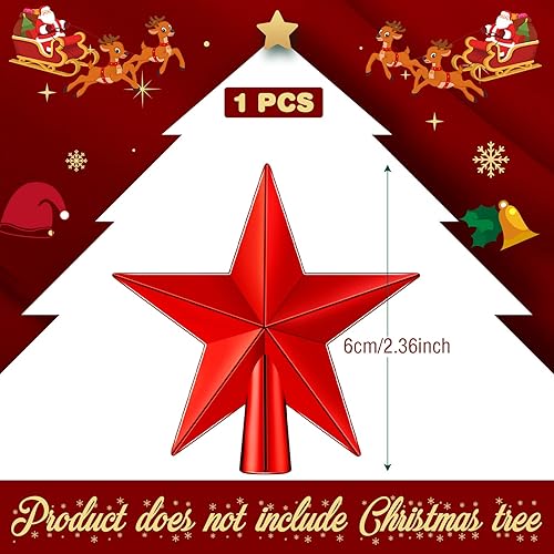 Miniatura 2 de Hanaive Mini adorno para árbol de Navidad, estrella pequeña para árbol de Navidad, decoración del hogar (chapado en rojo, 2.36 pulgadas)