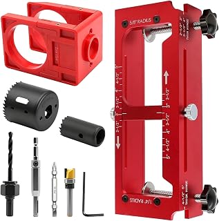 Dörrgångjärn borrmall justerbar precisionsmall av | Dörrbandsmätare för stänger, pluggar, montering, reparation, skåpbeslag, träbearbetning, garage, skjul,