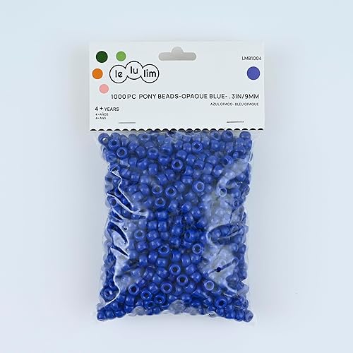Miniatura 8 de lelulim 1000 cuentas de poni azul opaco de 3 pulgadas  0.354 in de diámetro. (azul)