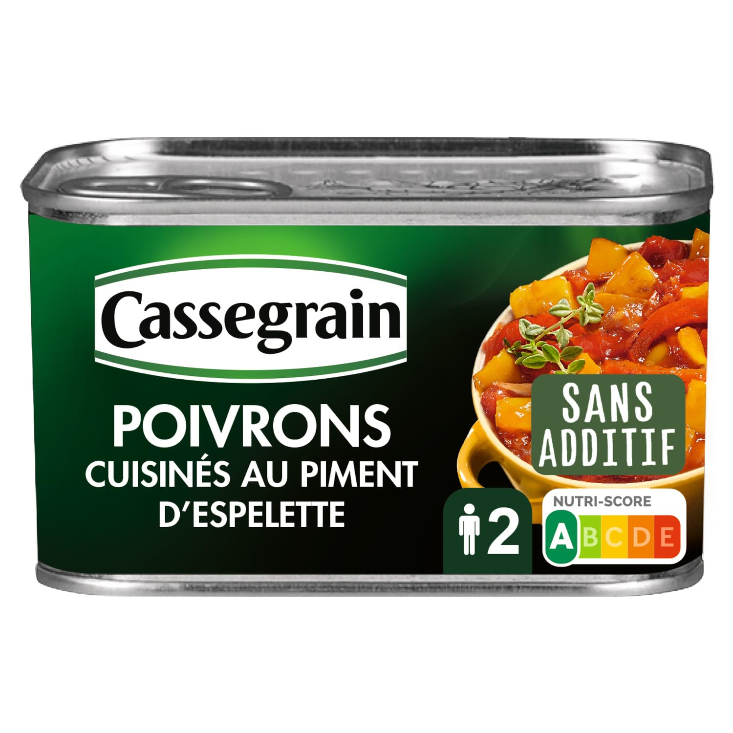 CASSEGRAIN - Poivrons cuisinés au piment d'Espelette 375g, idéaux pour accompagner vos repas du quotidien - Lot de 3