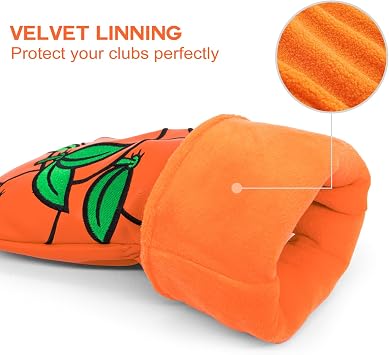 Montela Golf Club Covers Orange Putter Covers Driver Covers Fairway Wood Headcover Hybrid Cover Leather Mallet Putter Headcover for Men Women Gift