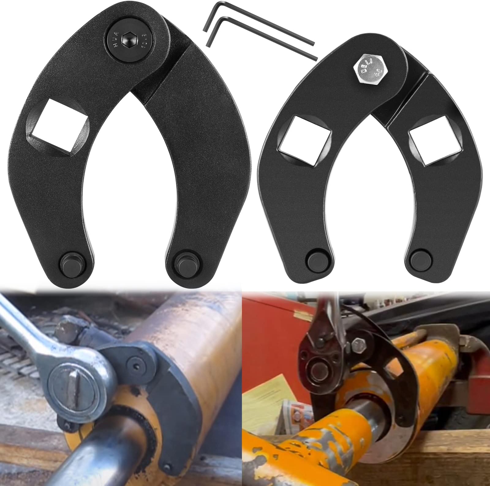 E-cowlboy 1266 Adjustable Gland Nut Wrench & 7463 Small Adjustable Gland Nut Wrench Universal for Hydraulic Cylinders on Most Farm & Construction Equipment (Set of 2)