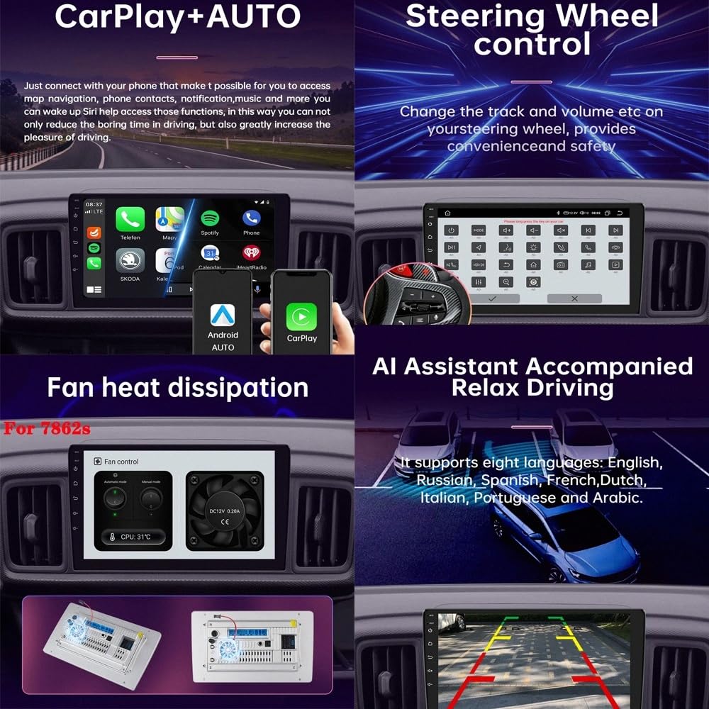 Navigatore Auto Navigazione Gps 2 Din per Ford Explorer 5 2011-2019 Wireless Carplay Android Auto Stereo Bluetooth Ips con Pantalla Táctil con Gps, 8 Nucleo 4G+64G