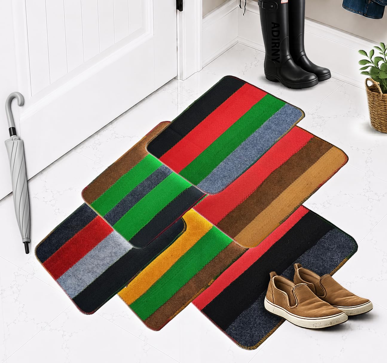 Door Mat 33 x 50 cm, Microfiber, Rubber-Back, Dust Trapping, Multicolor, Pack of 6-image-4
