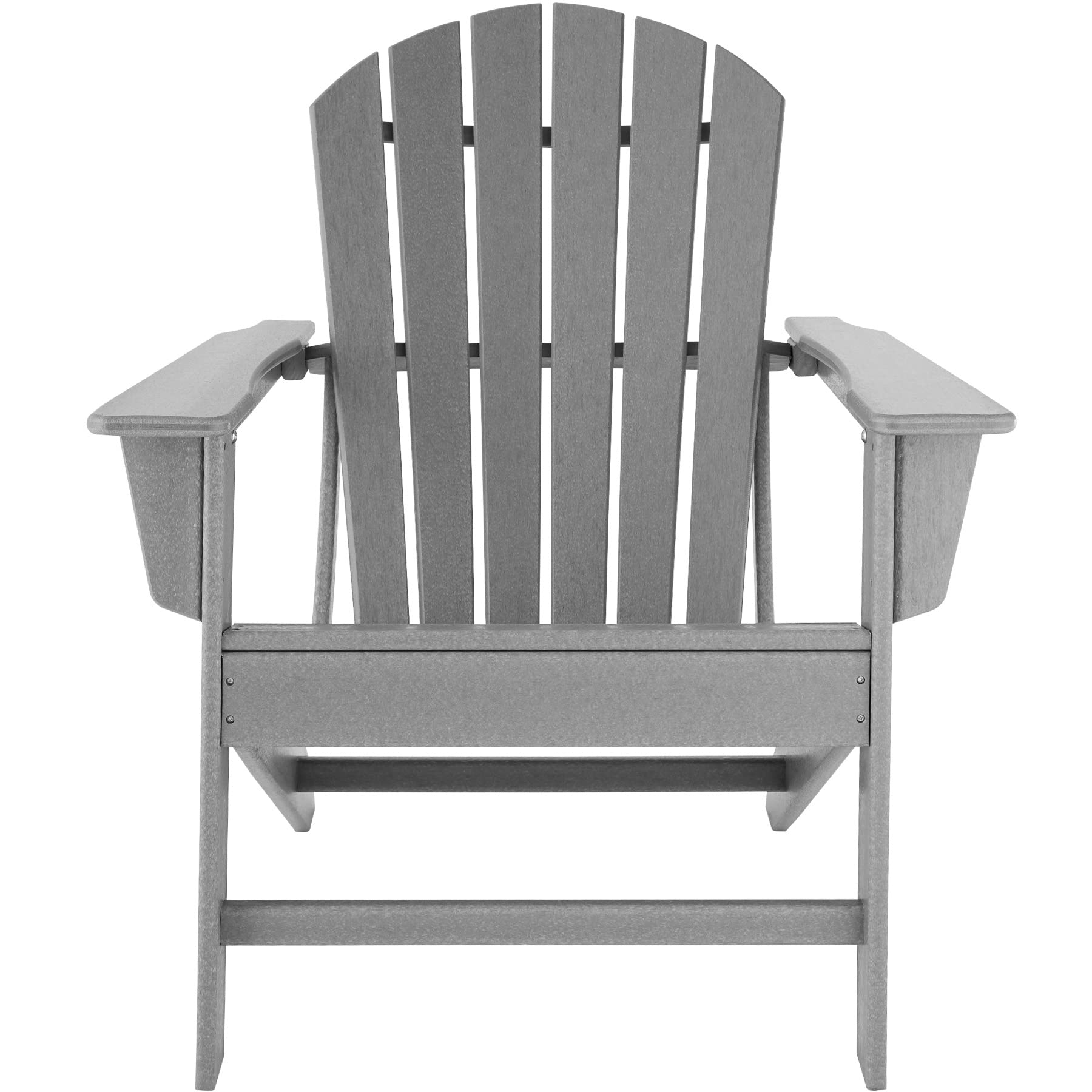 tectake® Gartenstuhl Adirondack in Holzoptik, komfortable Rückenlehne, Gartensessel mit extrabreiten Armlehnen, für Garten, Terrasse und Balkon, wetterfest - grau