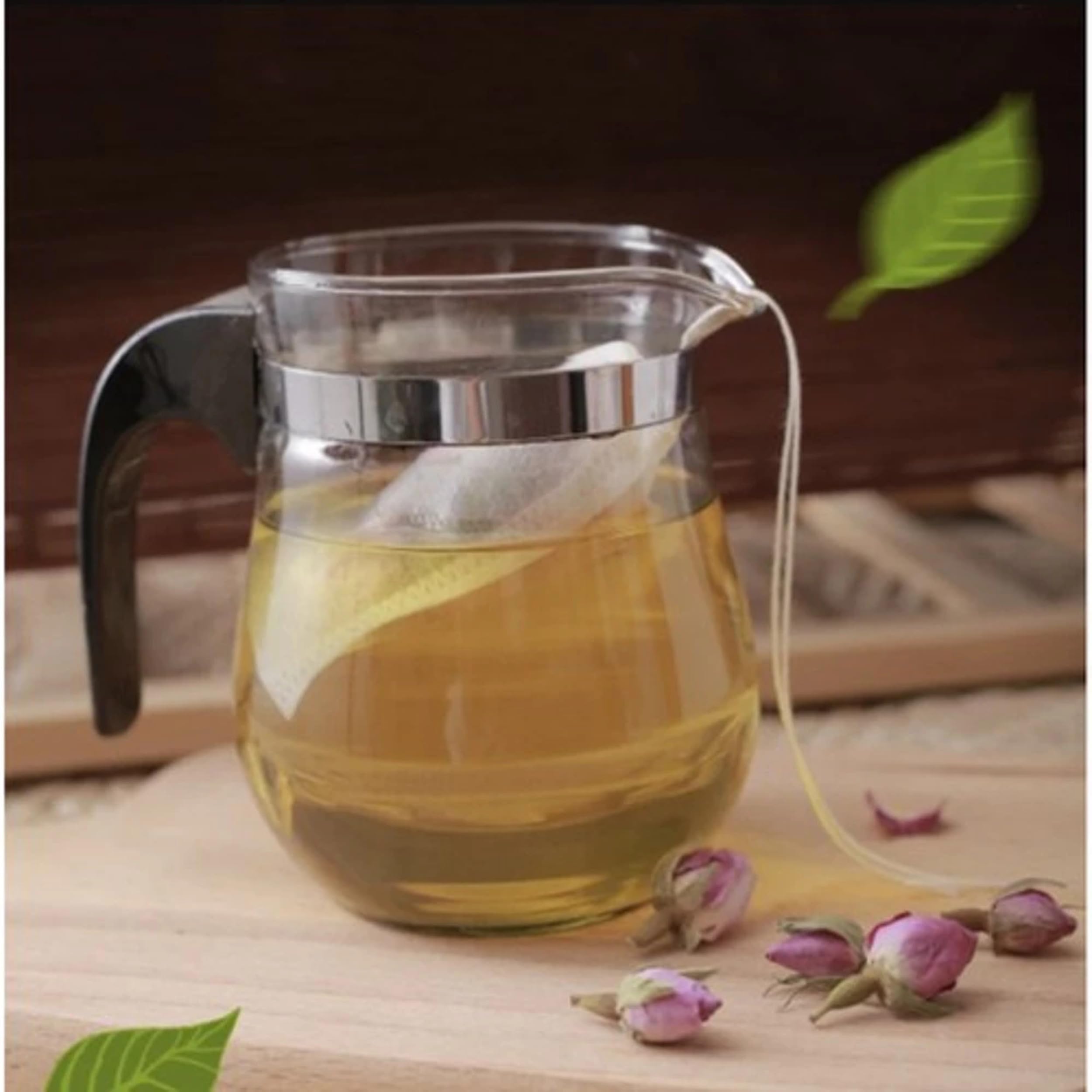 Bolsitas de té desechables con cordón – Juego de 100 bolsas de infusión de 10 x 8 cm – para té suelto, infusiones y hierbas – tela blanca no tejida