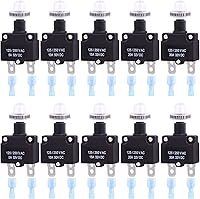 Swpeet 30pcs Thermal Circuit Breaker Kit: 5A 10A 15A 20A 30A with Waterproof Caps & Quick Connect Terminals - Auto Marine Reset Switch