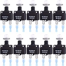 Swpeet 30Pcs 5 Sizes Thermal Circuit Breaker with Quick Connect Terminals and Waterproof Button Caps Assortment Kit, 5Amp 10Amp 15Amp 20Amp 30Amp with Waterproof Push Button for Switch Operation