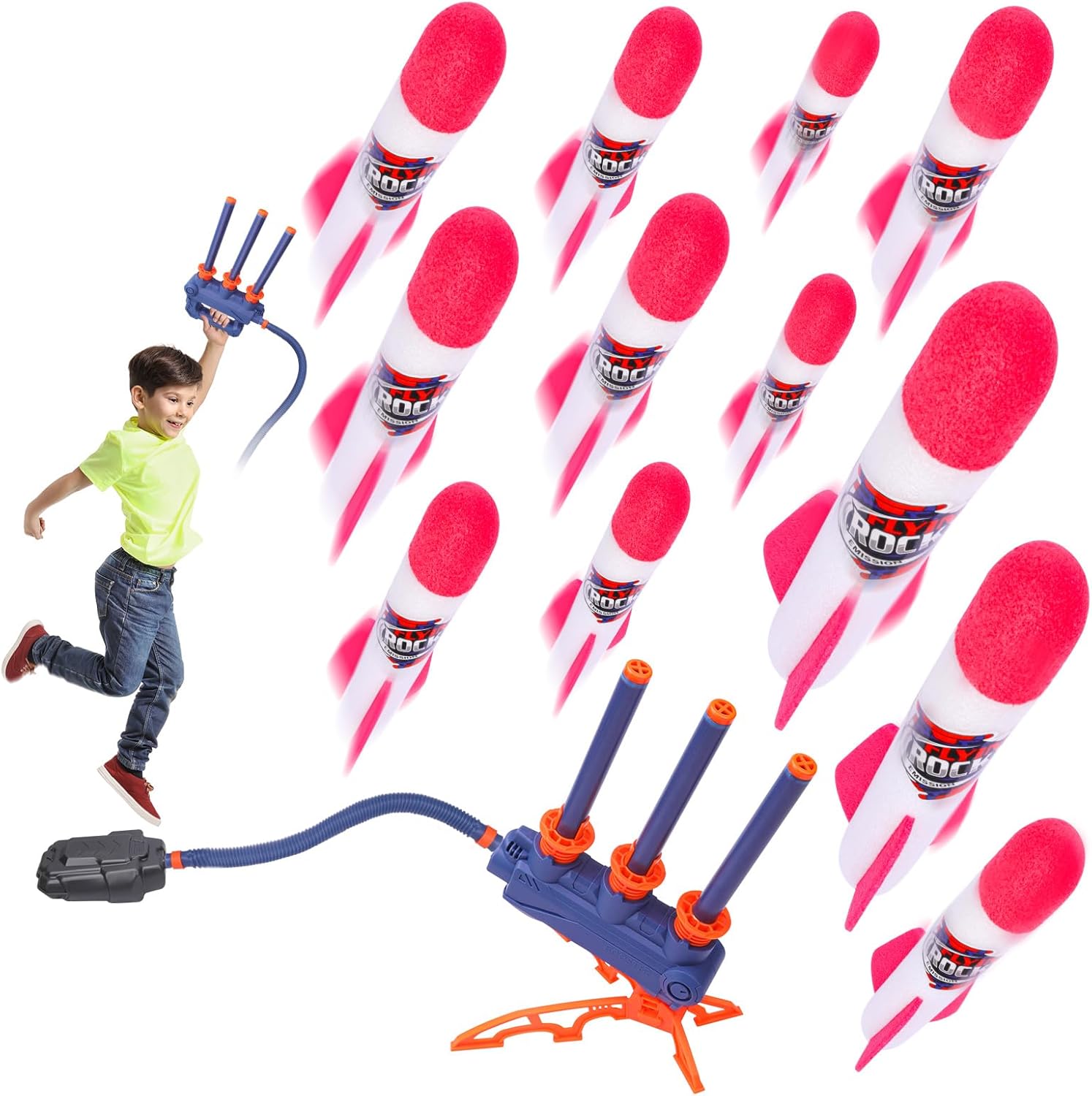 AUKSKY Rocket Launcher for Kids with 12 Foam Rocket, 2in1