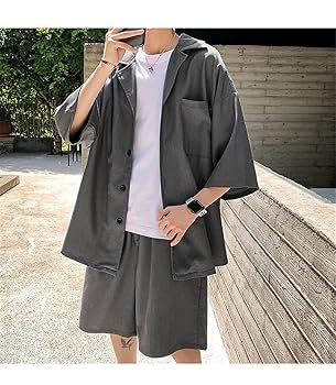 Amazon.co.jp: メンズセットアップジャケットハーフパンツシャツ