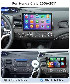 4+64GB 8-Core 9" Car Radio Stereo For Honda Civic 2006 2007 2008 2009 2010 2011 Dash Kit, Android 13 GPS Navigation Multimedia Player With Car-Play Android Auto/Rear View