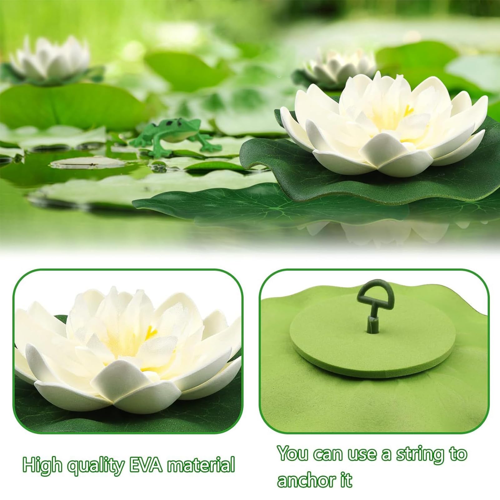 Cuscinetti galleggianti per ninfee, realistici, piante galleggianti per laghetti, decorazioni per piscina, cortile, lago, centrotavola, valle meditazione, cascata, feste, matrimoni, casa