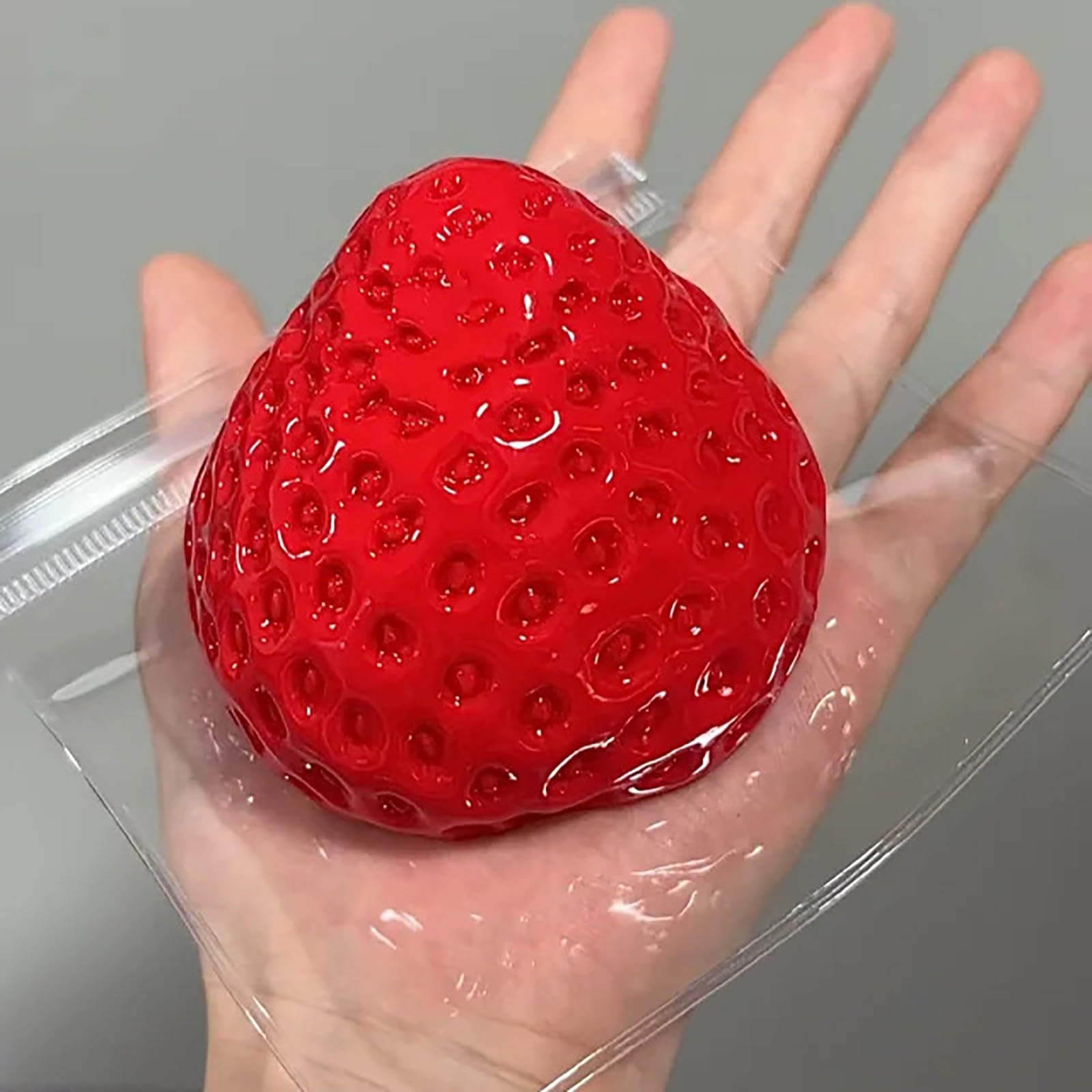 Giant Strawberry Squishy, Jumbo Big Strawberry Stress Ball, Cute Sensory Fidget Stress Balls for Adults Stress & Anxiety Relief, Ideal for ADHD, Autism, Office Desk, Classroom & Party Favors (6.5cm-A)