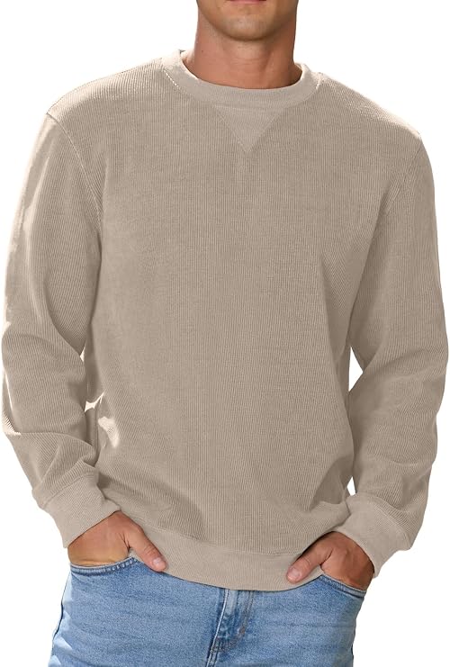Sailwind Men's Corduroy Sweatshirt Casual Long Sleeve Crewneck Pullover Sweatshirts