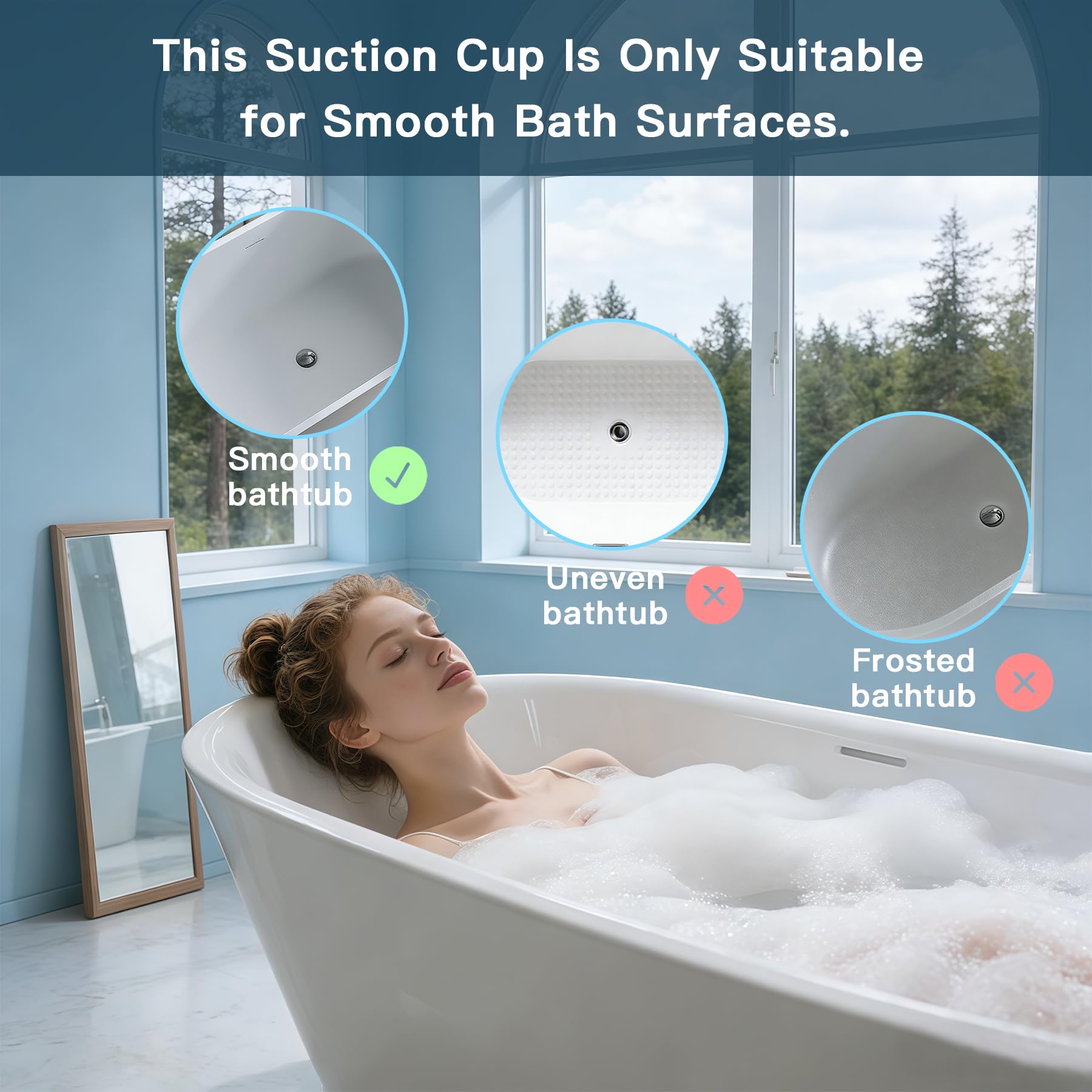 Tappetino da bagno a bolle, tappetino da massaggio per tutto il corpo con luce ambientale antiscivolo, telecomando e cuscino per vasca, 6 velocità regolabili a bolle, adatto per vasche da
