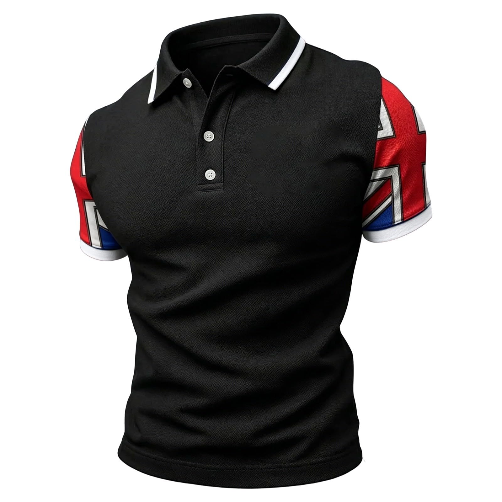Men's Jack Print British Flag Short Sleeve Shirt Modern Abstract UK Flag Graphic Design Button Down Polo Shirts Men Long Sleeve Blue, red, M