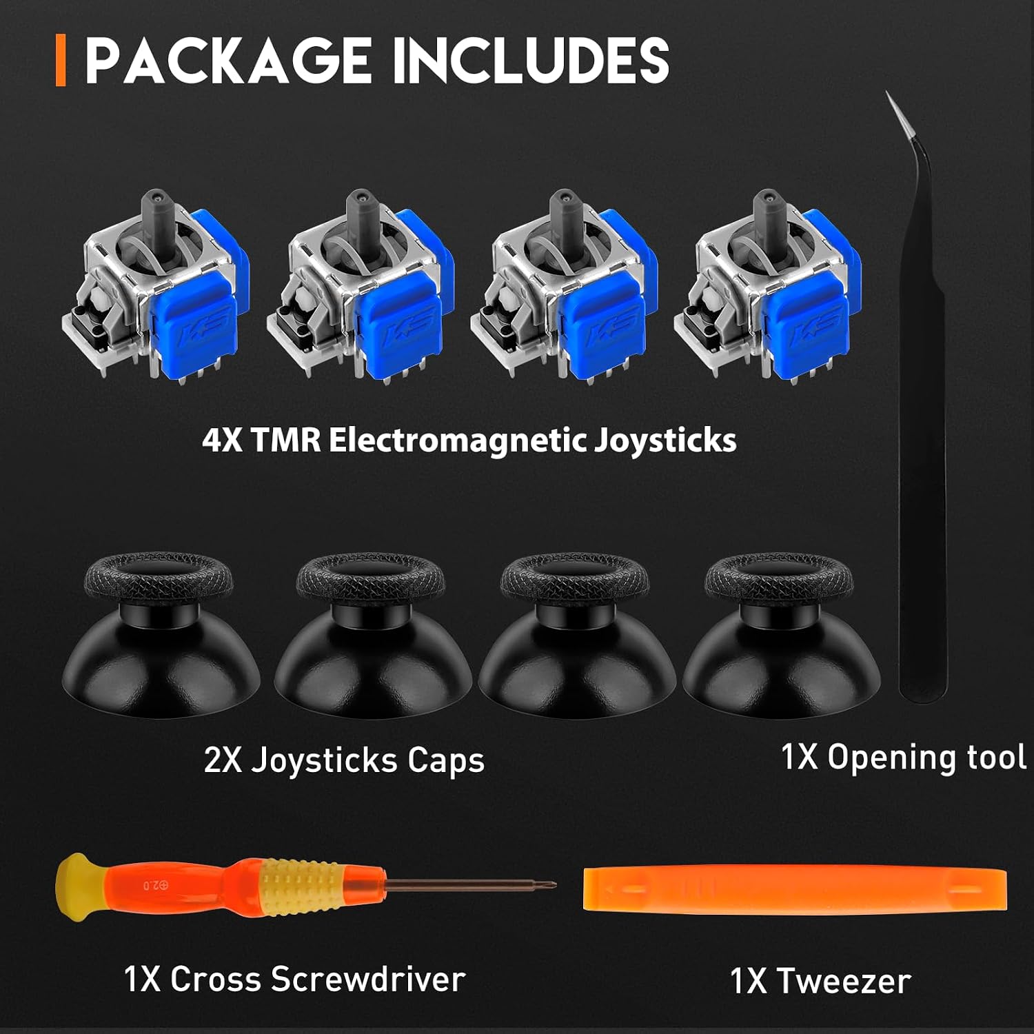 TOMSIN TMR Electromagnetic Joysticks Replacement for Playstation 5 Controller, 4 Pack Anti-Drift magnetic Resistance Stick repair kit for PS5 Controller(Blue)