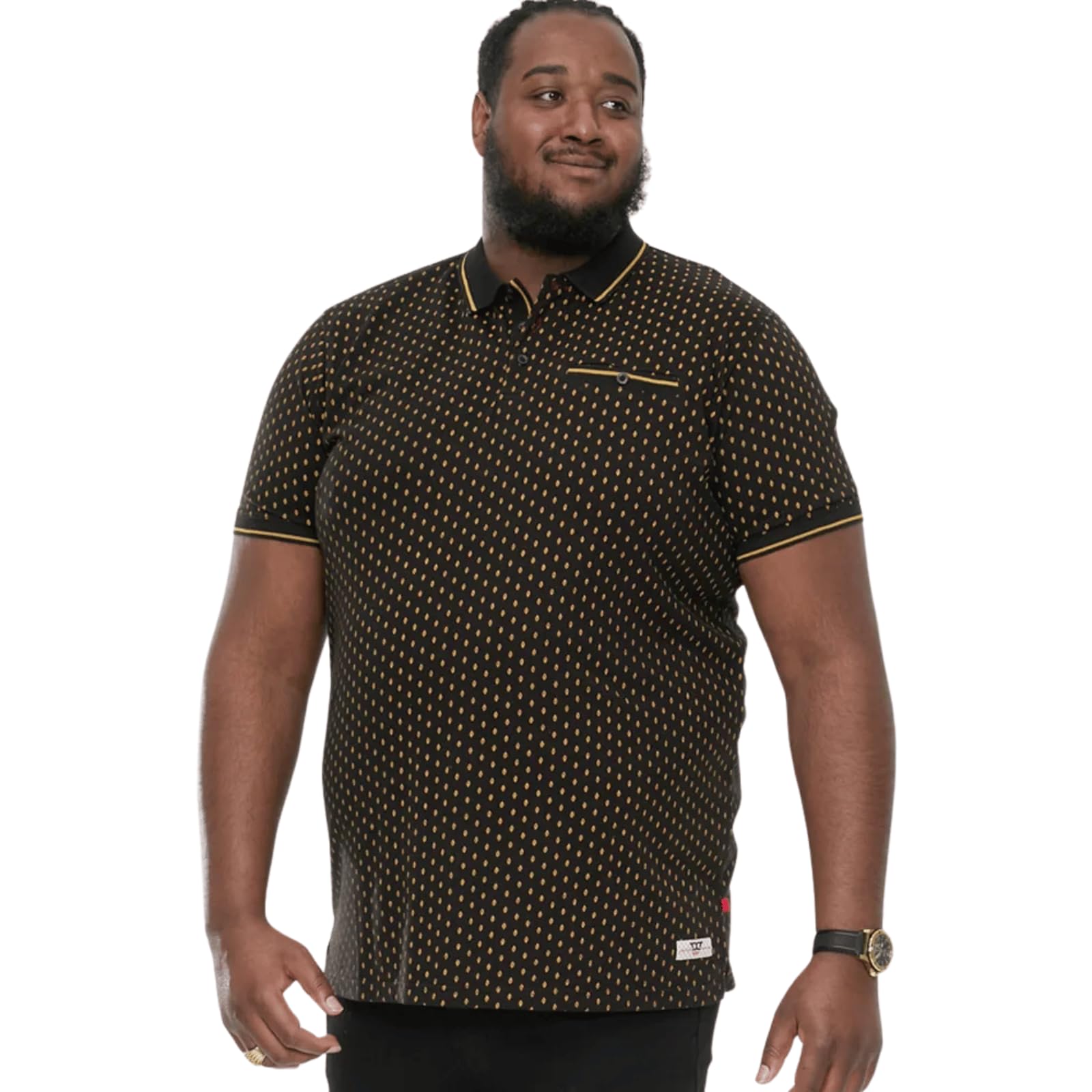Duke Mens Raul All Over Patterned Jersey Polo Shirt - Black - 8XL