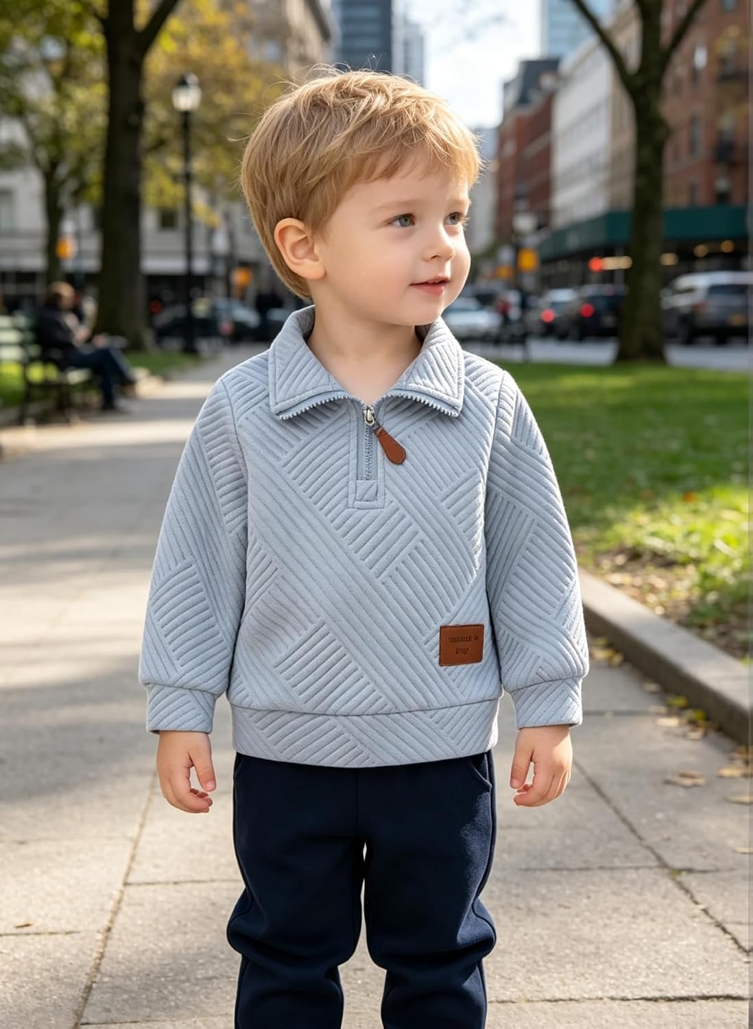 ZOEREA Toddler Baby Boy Clothes Outfits Long Sleeve Solid Sweatshirt image 2