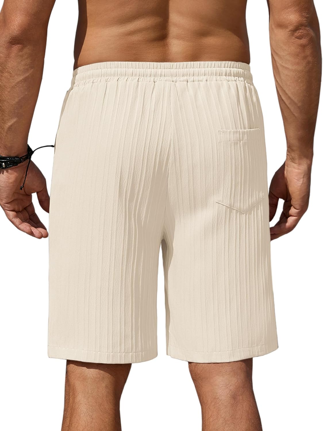COOFANDY Men's Beach Shorts 9" Elastic Waist Drawstring Casual Shorts Regular Fit Summer Textured Shorts - Image 6