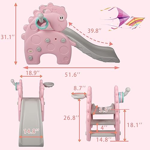 Miniatura 7 de Deslizador independiente 4 en 1 para niños pequeños escaladores para interiores y exteriores, centro de actividades para niños de 1 a 3 años, con