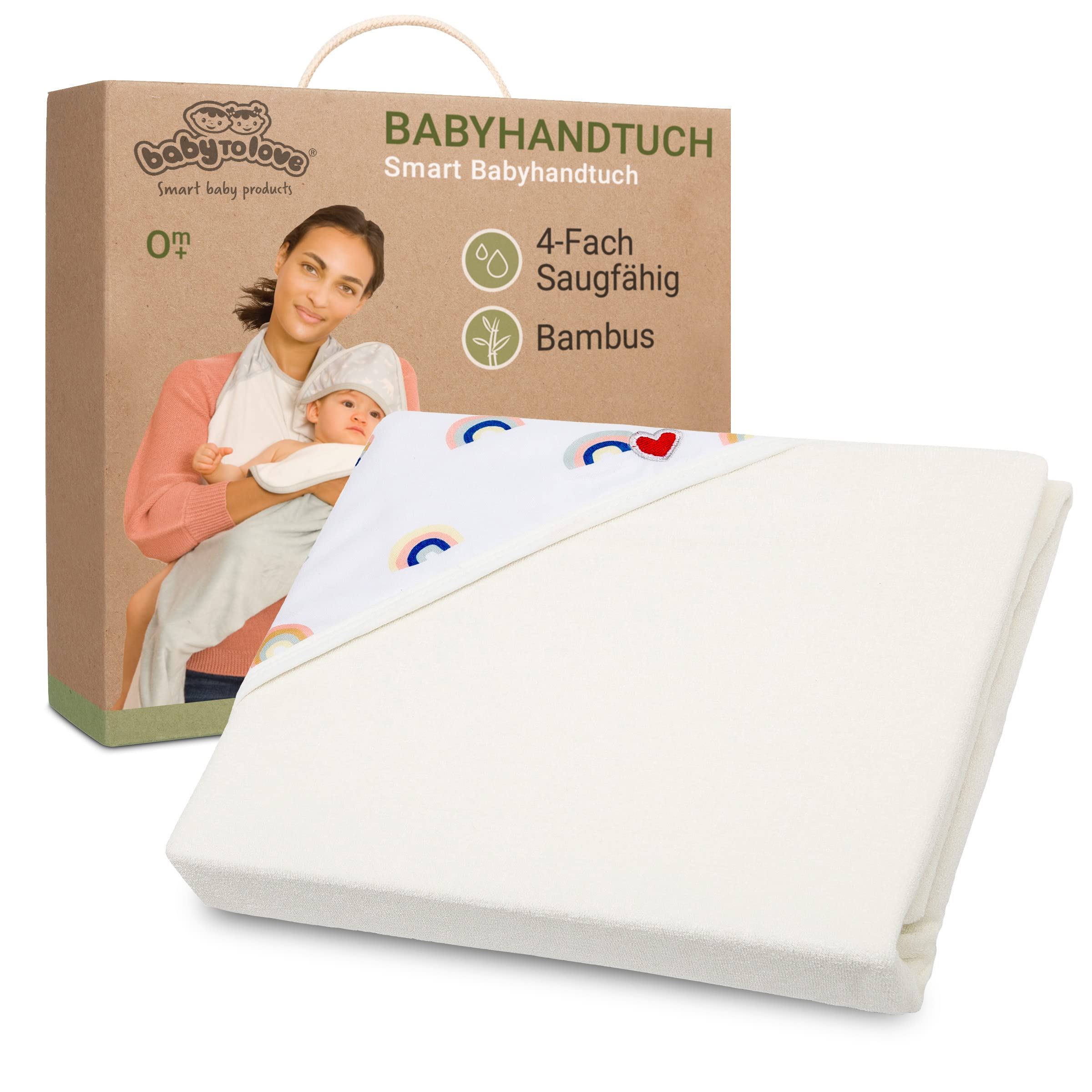 BabyToLove Extra großes Smart-Baby-Handtuch, Eltern bleiben trocken, Regenbogenfarben