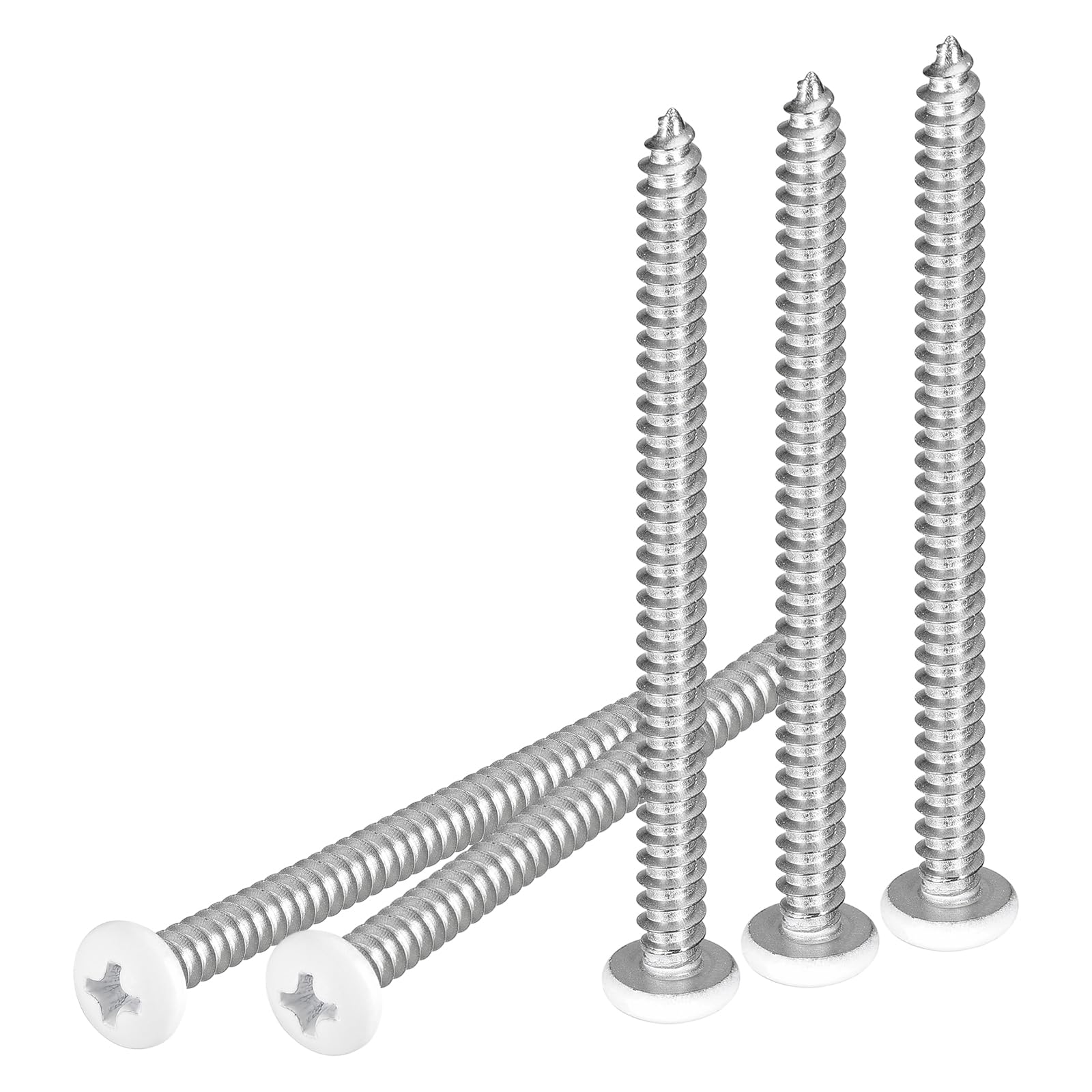 DTGN #10x2-1/2" White Screws 100Pack - 304 Stainless Steel Pan Head Phillips Sheet Metal Screw Self-tapping Screw Wood Screws