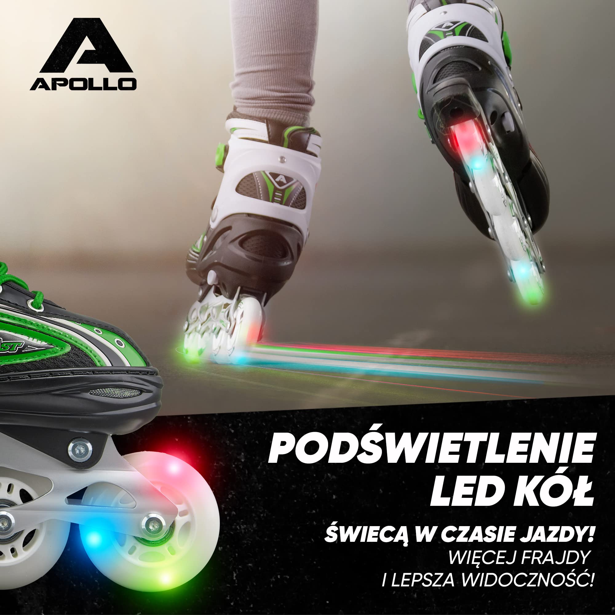 Apollo Super Blades X Pro, S, M, L, podświetlane kółka LED dla dzieci, idealne dla początkujących, wygodne wrotki dla dziewczynek i chłopców