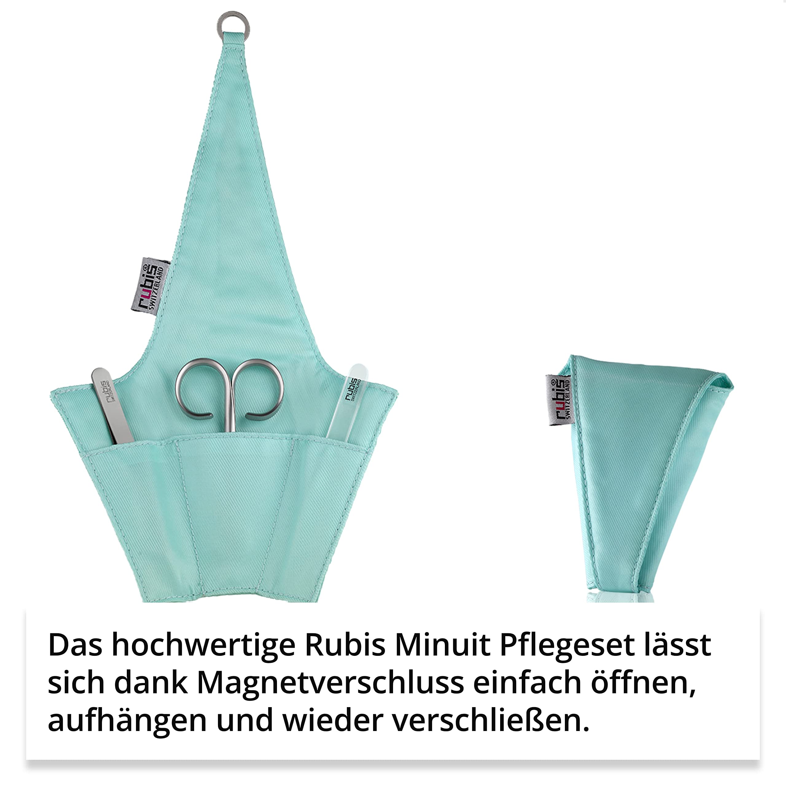 Rubis Minuit Maniküre Set - Nagelpflegeset - Maniküre Set mit Pinzette, Nagelschere mit Feile - Nagelset - Nageletui klein 3 teilig