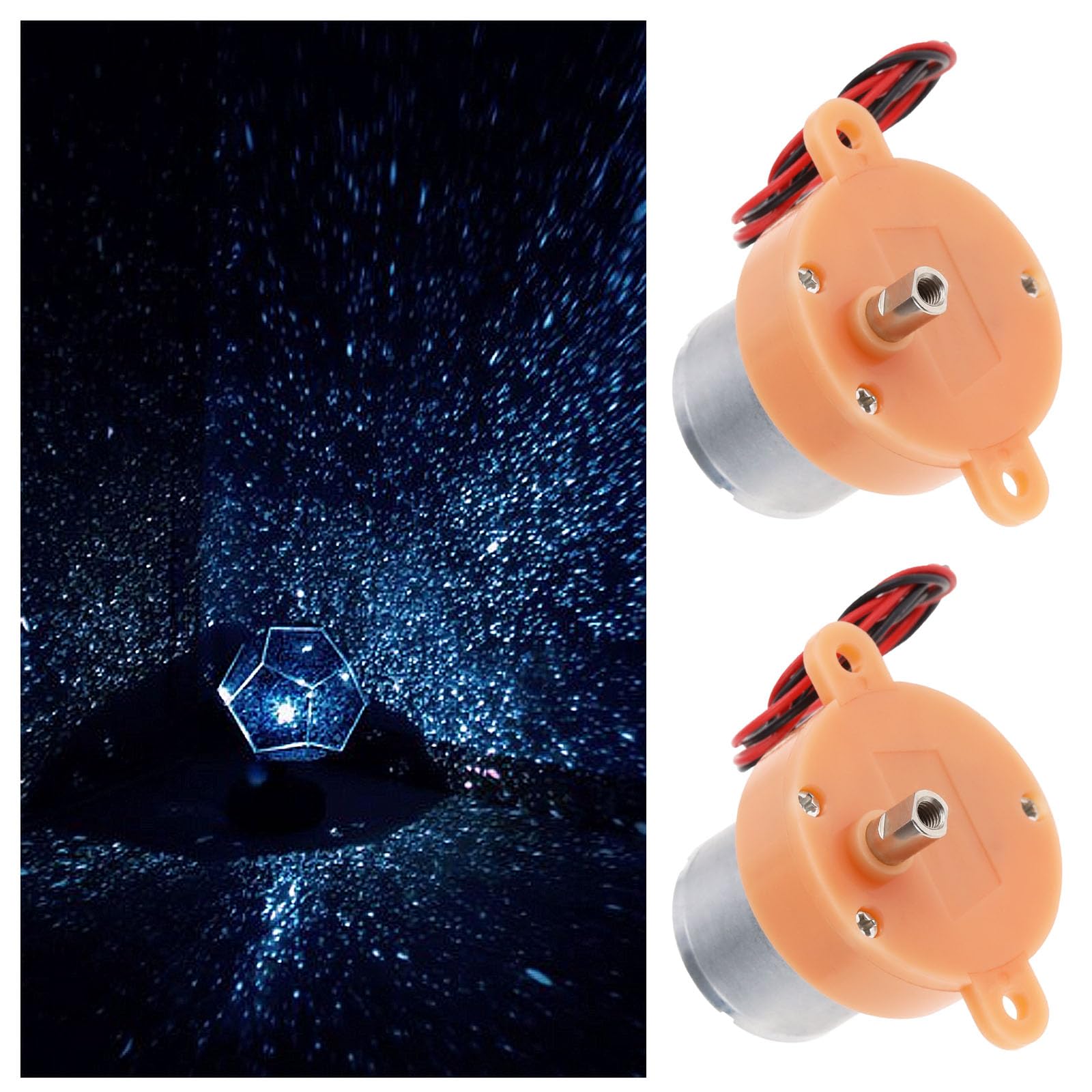 EMSea 2PCS Small Reduction Motor 3RPM Slow Speed Gear Motor 3-12V DC Slow Speed Low Noise Gear Motor for Projection Lamps Starry Lamps Toys and Handicrafts Orange - Image 3