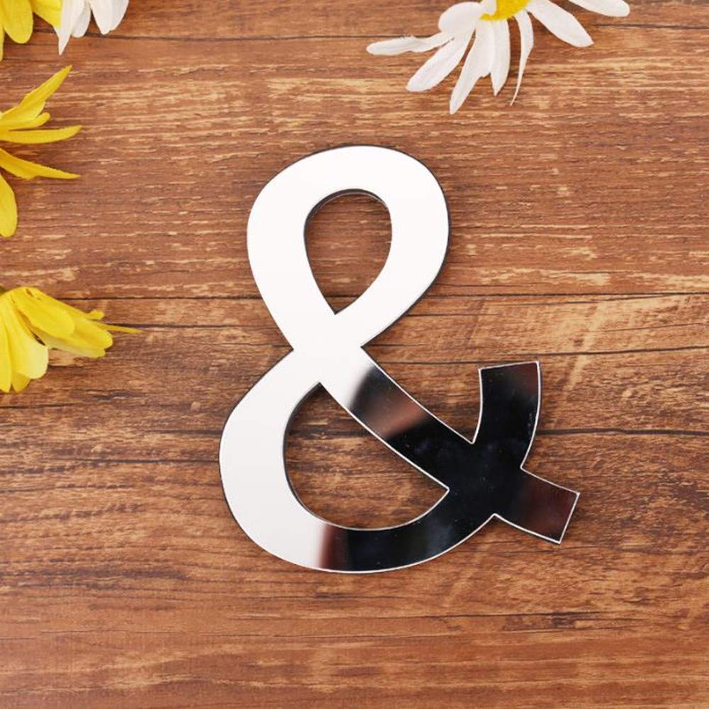 Freeas & Diy Alphabet Letters,3D Acrylic Mirror Wall Stickers 26 Letters Heart Shape Arbitrary Collocation Room Nursery Hanging Decor For Home Office Wedding Party (&)
