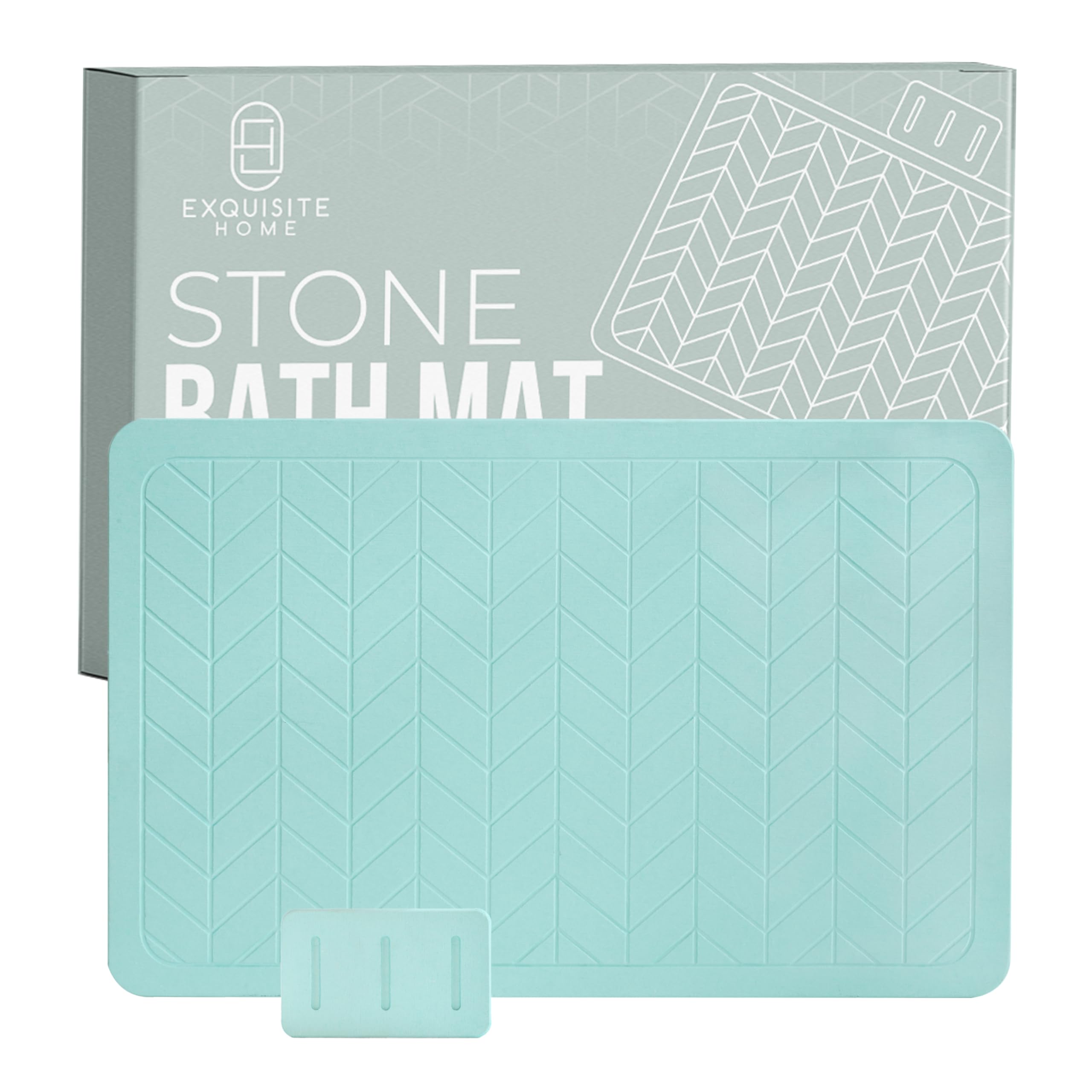 Stone Bath Mat, Luxury Natural Diatomaceous Earth Bath Stone Mat, High Absorbency, Safe Nonslip Fast Drying Bathroom Floormat 23.6"x15.4", Quick Absorbing Multi Purpose Diatomite Soap Dish