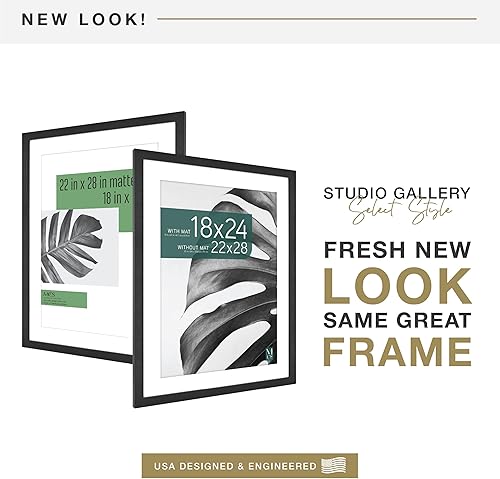 Vista 643 de MCS Studio Gallery Marco para póster de 16 x 24 pulgadas, imitación de veta de madera de color negro, colgar en horizontal o vertical, grande