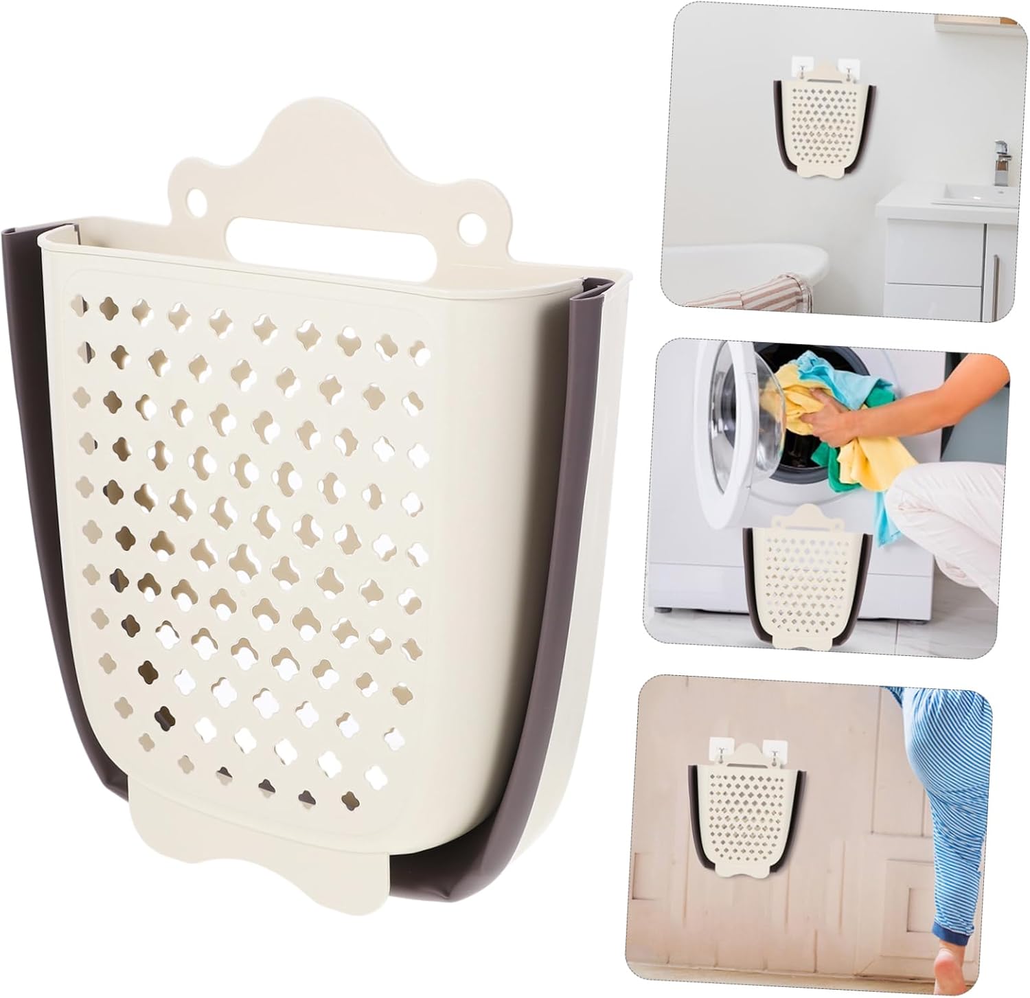 GARVALON Wall Mount Laundry Basket Large Capacity Plastic Clothes Storage Organizer for Bathroom Bedroom and Blanket Storage Space Saving Design