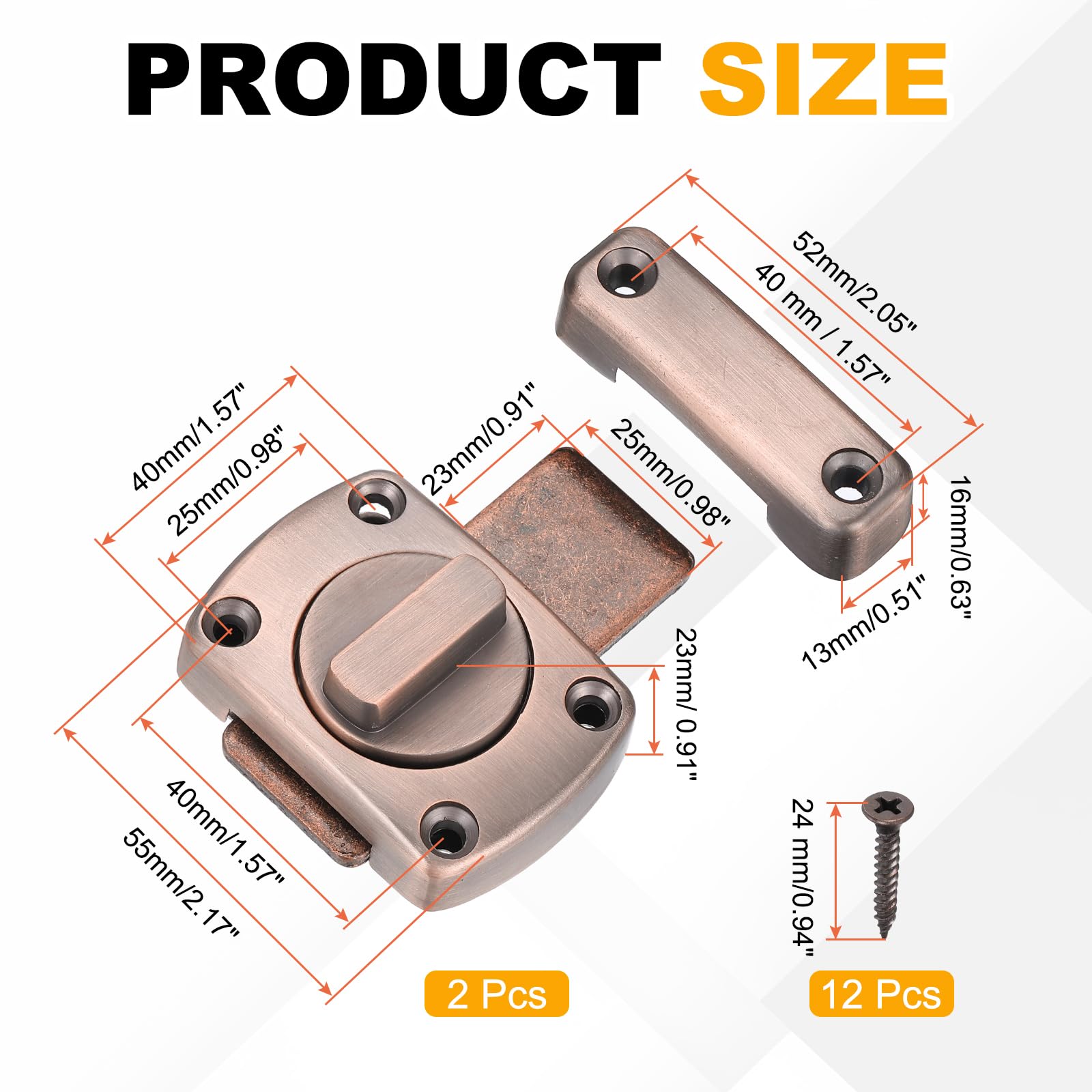 PATIKIL 2 Pcs Rotate Bolt Latch - Image 2