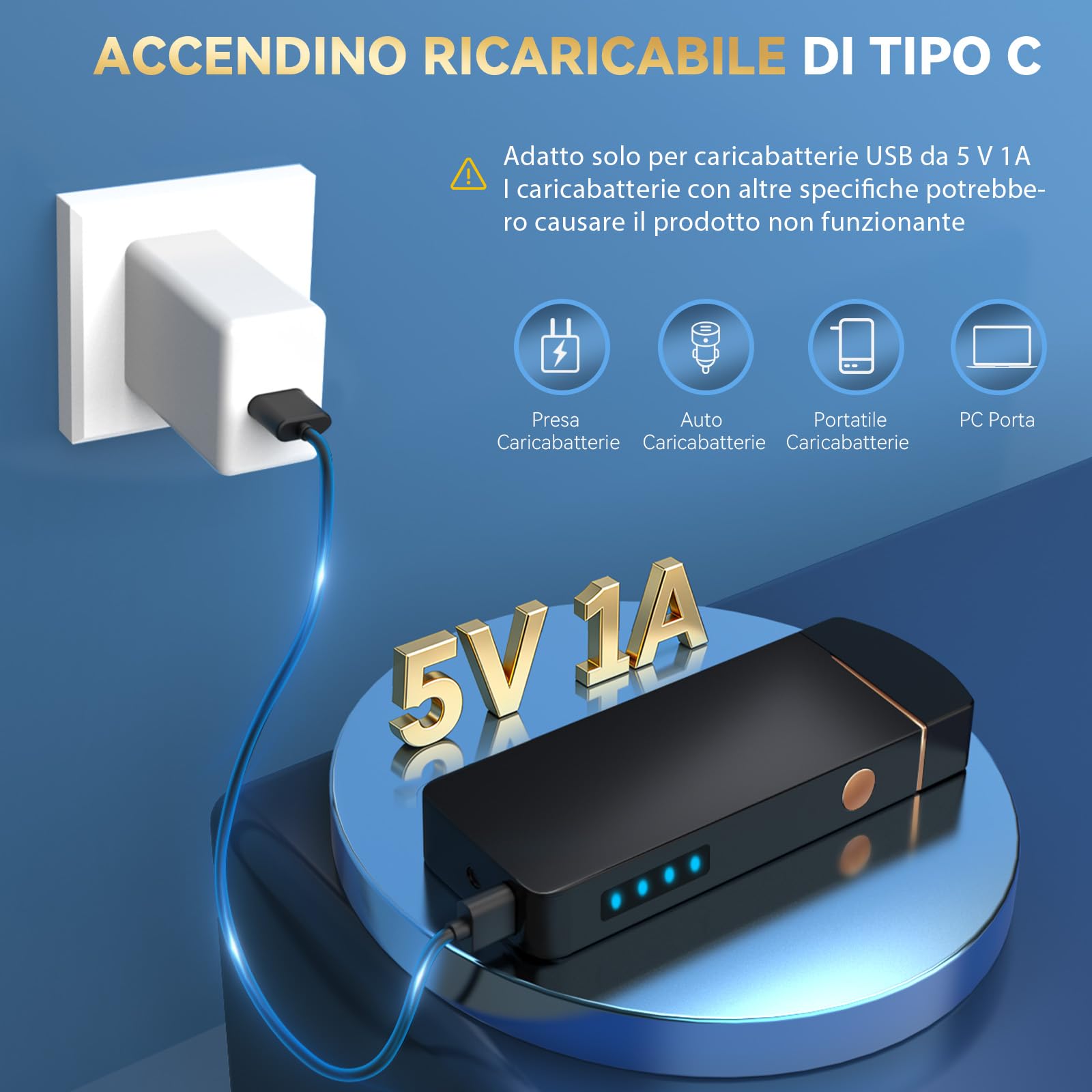 Coquimbo Regalo Uomo, Accendino Elettrico Accendino USB Ricaricabile Antivento Accendino per Candele Cucina Barbecue e Campeggio, Regalo Compleanno/Anniversario per Lui/Lei (Nero)