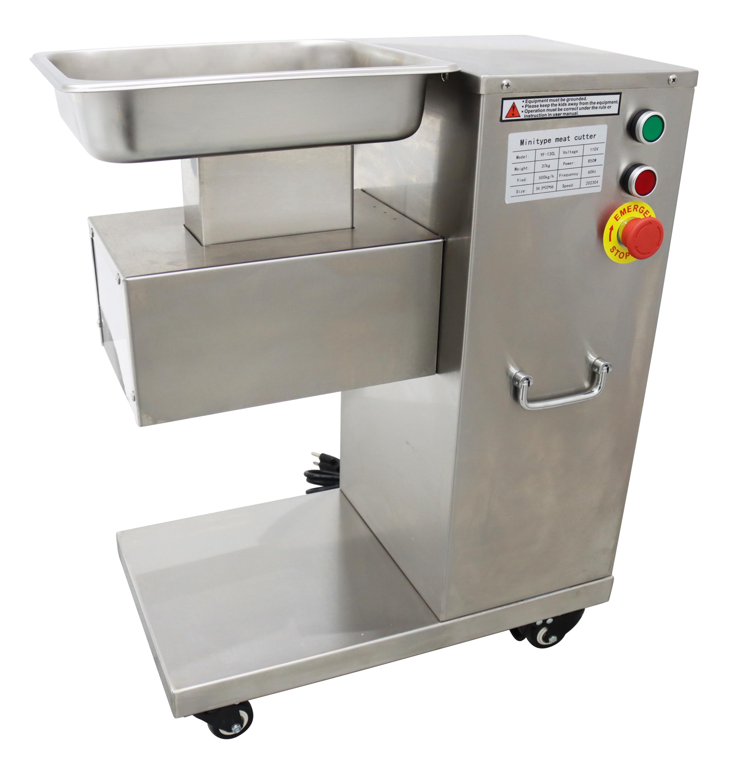 TECHTONGDA 8mm Meat Cutter Commercial Electric Slicer Stainless Steel Shredded Diced for Steak Beef Pork Meat 5.7×3inch Feed Inlet