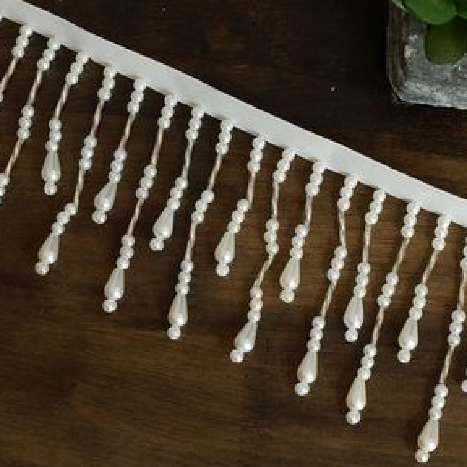 1 Yards Spitzenbesatz mit Perlen und Quasten | Hochzeitskleid, Vorhang, Lampenschirme, Dekoration, hängende Perlen, Anhänger, Band, Fransen