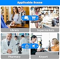 Vista 7 de 1D/2D automático omnidireccional de escritorio con cable USB lector de código de barras, Plug and Play, escáner de código de barras manos libres