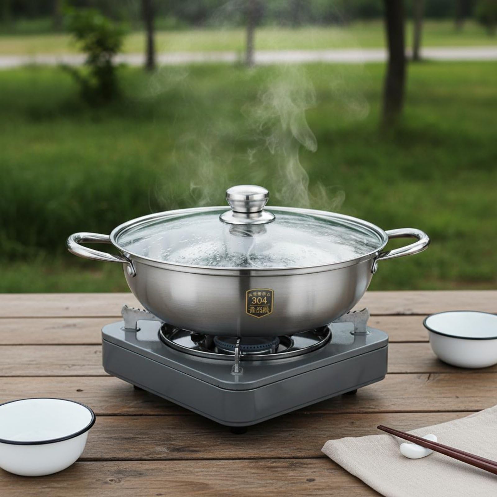 Baoblaze Casseruola Doppio Scomparto con Corpo Robusto Manici Termoisolanti E Superficie Liscia Realizzata in Acciaio Inox Adatta, 32 Cm, Pentola Singola Con Coperchio
