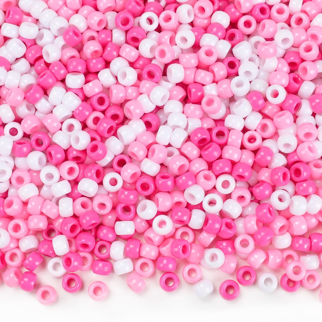 Tiehuoxia 1000PCS Pony Beads for Bracelet Making, Colourful Kandi Beads for Hair Braids, Crafting, Necklace and DIY Projects (Pink White)