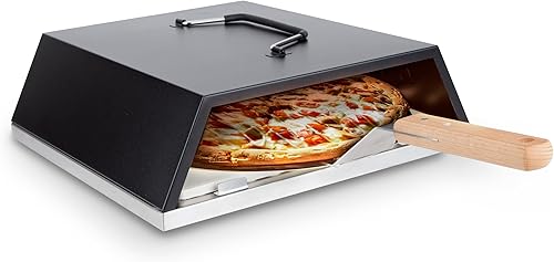 Cartman Horno de pizza de 12 pulgadas para parrilla, horno de pizza portátil al aire libre con cáscara de pizza y piedra, juego de 3 piezas para