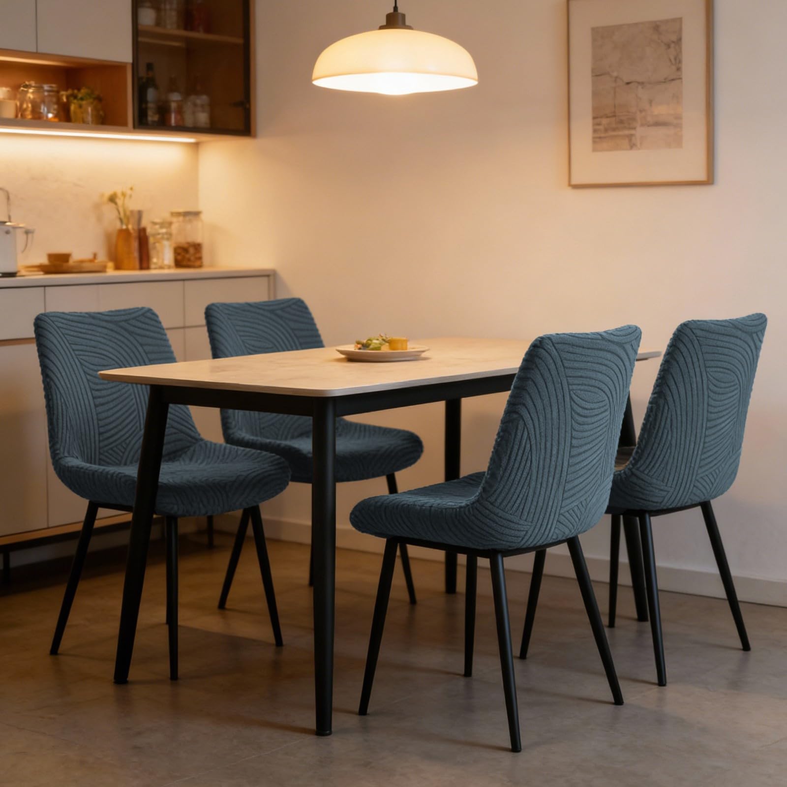 Esszimmer Stuhlhussen Schalenstühle,rutschfeste Universal-Stuhlhussen ohne Armlehnen,für Küche Esszimmer Wohnzimmer Schlafzimmer(Beige,4 Set)