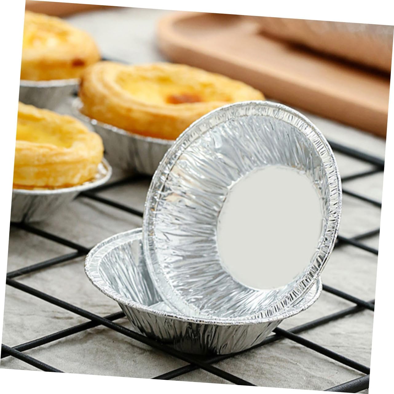 Cabilock Disposable Egg Tart Molds Non Stick Tinfoil Tart Pans for Baking Mini Cakes Pies Cupcake Cups Suitable for Home Kitchen Bakery Restaurant Use