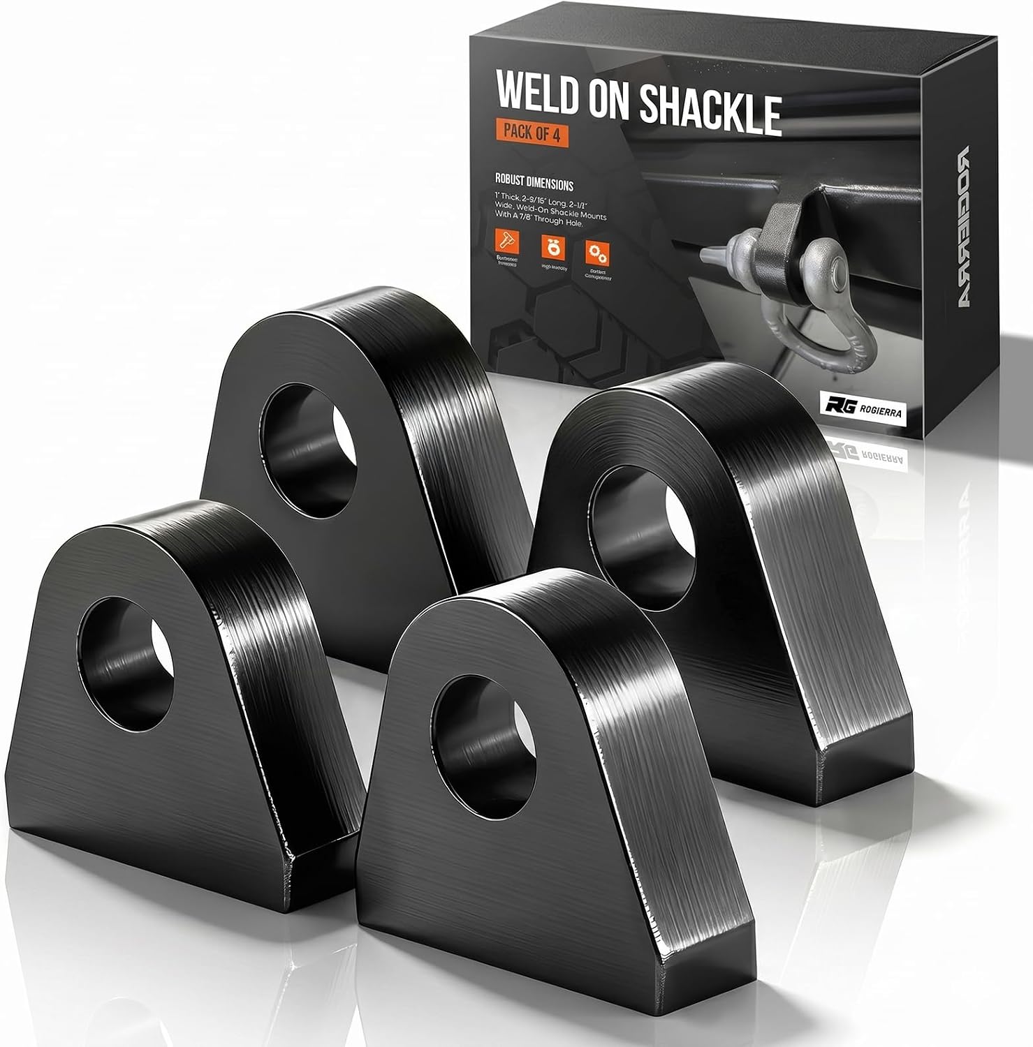 Weld on Shackle/Clevis Mounts 1" Thick Heavy Duty Steel – for Off-Road, Trucks, Trailers, Hydraulic Bucket & Towing (Pack of 4)