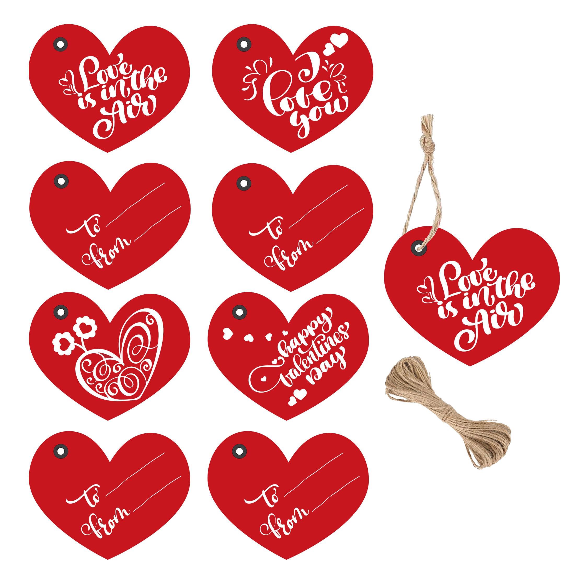 Happy Valentine's Day Gift Tags with String Sweet Themed Thank You Gift Tags 2 x 3.5 Inch