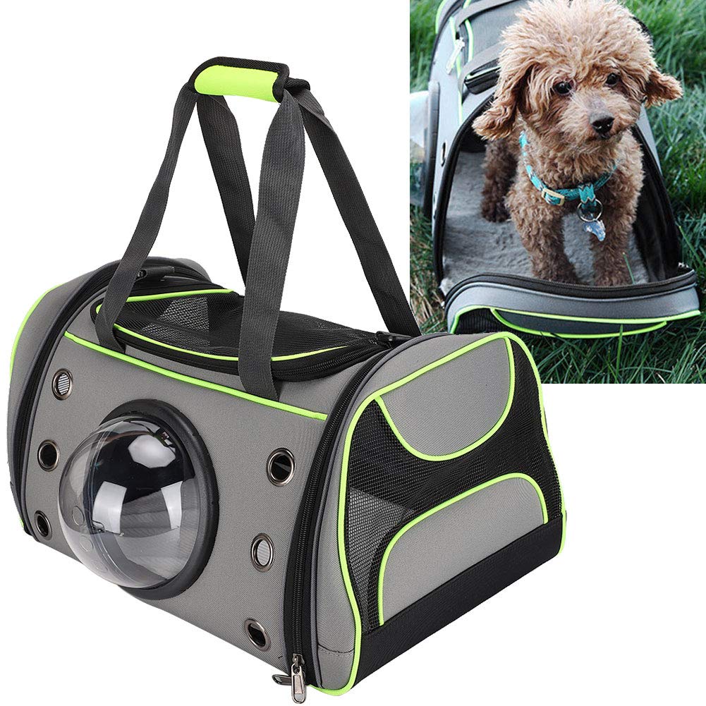 Dog Carrier Bag Portátil Plegable Bolsa de viaje transpirable Cápsula transparente Outdoor Cat Pet Mochila(Verde claro)