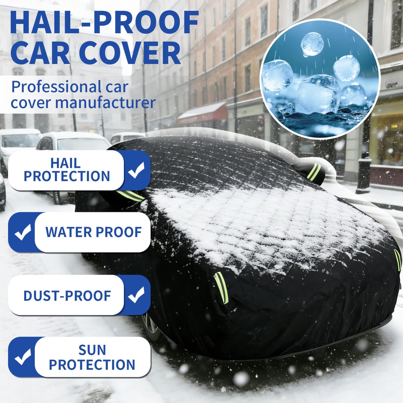 Bâche Voiture Anti-grêle pour DS DS4(2021-2025)– Housse Voiture Extérieure Coton Rembourré Épais, Étanche sur Mesure – Protection Contre Grêle Neige Gel UV